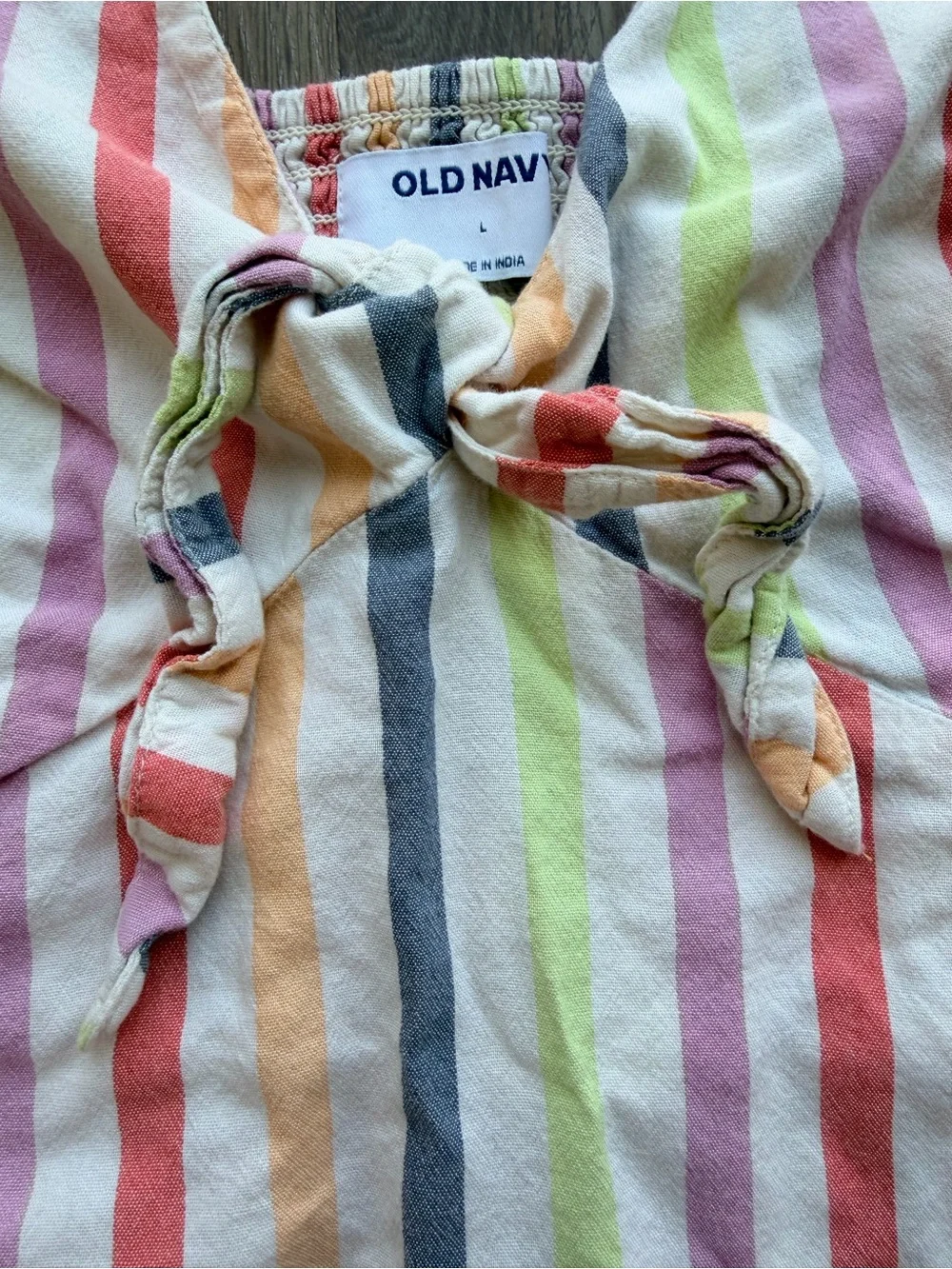 OLD NAVY | Rainbow Stripe Tie Front Top | Cottagecore Peasant Blouse